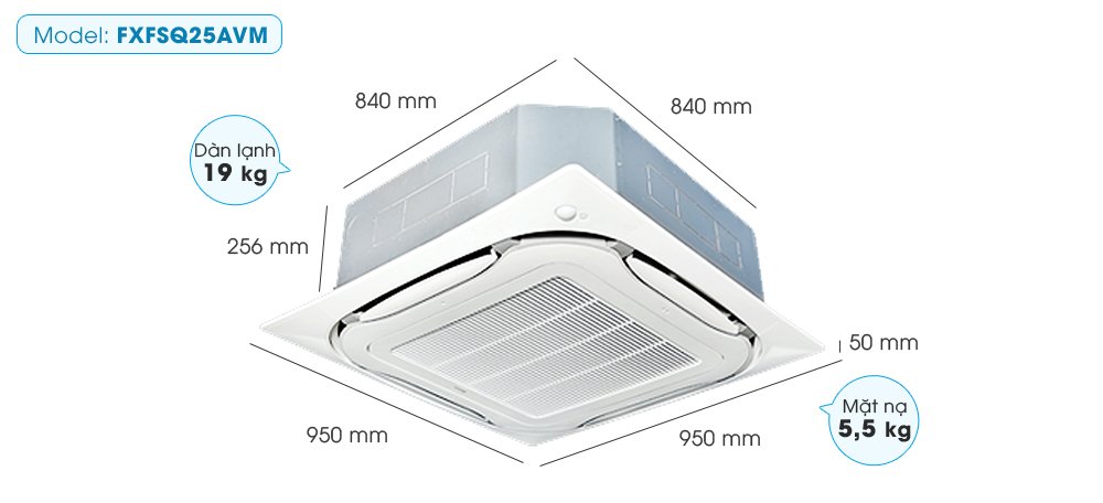 dan lanh cassette am tran vrv daikin 10hp fxfq25svm 1